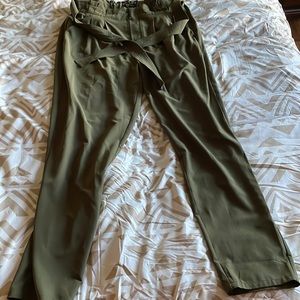 Army green paper bag pants